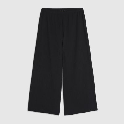 Petite Black Pull On Textured Culottes