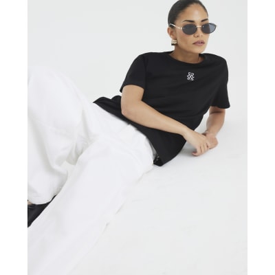 Petite Black Short Sleeve Logo T-shirt