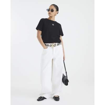 Petite Black Short Sleeve Logo T-shirt