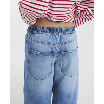 Petite Blue Denim Elasticated Barrel Jeans