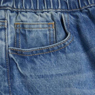 Petite Blue Denim Elasticated Barrel Jeans