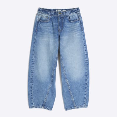 Petite Blue Denim Elasticated Barrel Jeans