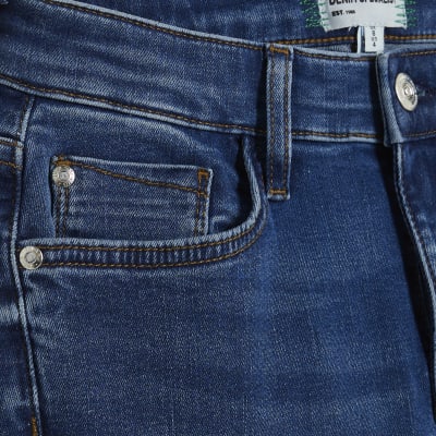 Petite Blue Denim Mid Rise Bootcut Jeans