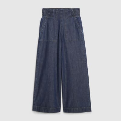 Petite Blue Pull On Wide Leg Jeans