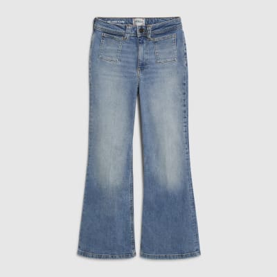 Petite Blue Relaxed Flare Jeans