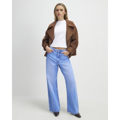Petite Blue Relaxed Straight Leg Jeans