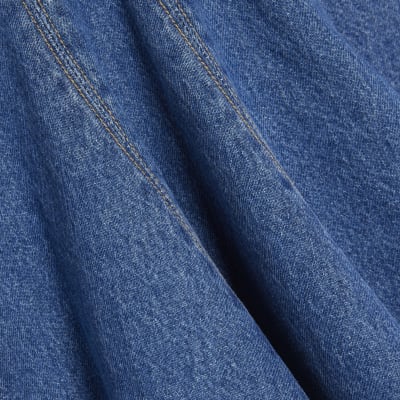 Petite Blue Seamed Denim Mini Dress