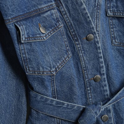 Petite Blue Tie front Denim Jacket