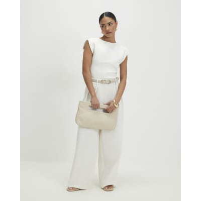 Petite Cream Fitted Knit Sleeveless Top
