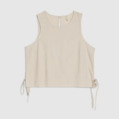 Petite Cream Linen Blend Tank Top
