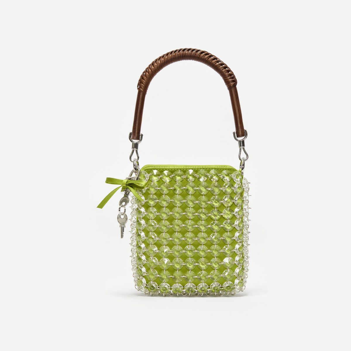 Green Crystal Chain Mini Tote Bag