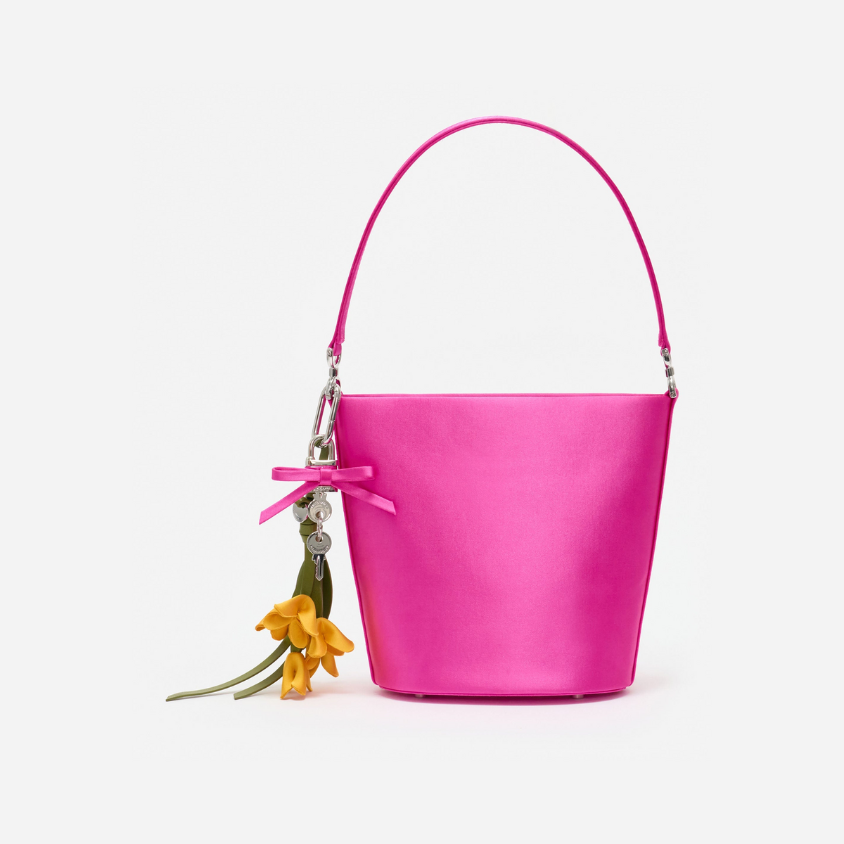 Pink Satin Bucket Bag