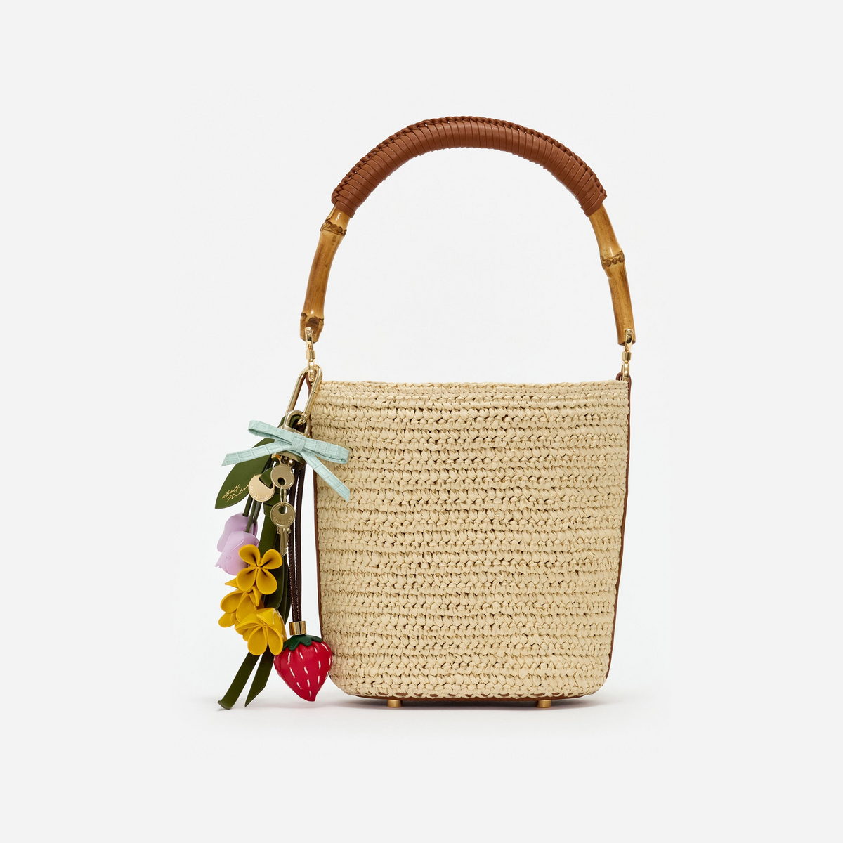 Raffia Charm Bucket Bag
