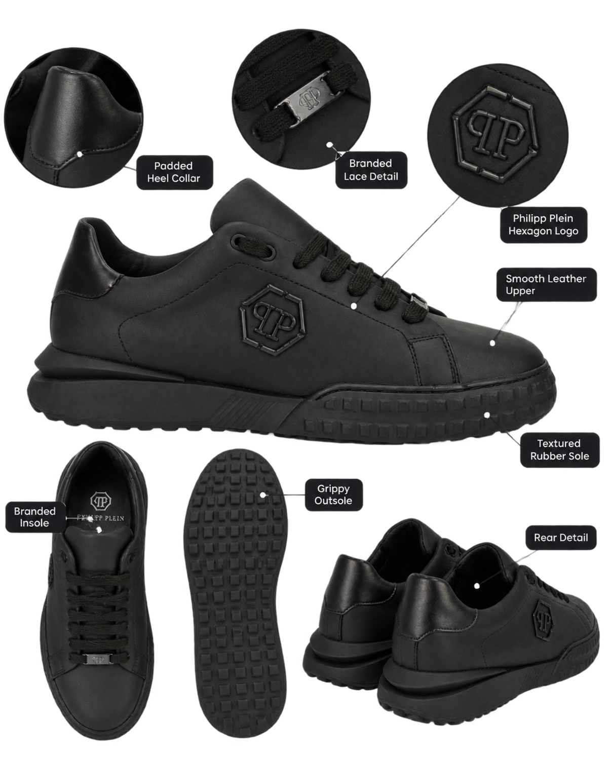 Philipp Plein hexagon-logo leather sneakers