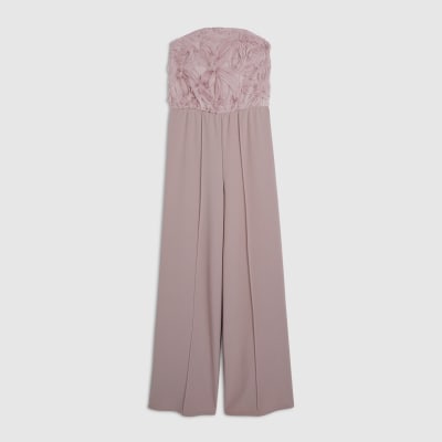 Pink 3D Flower Bandeau Jumpsuit