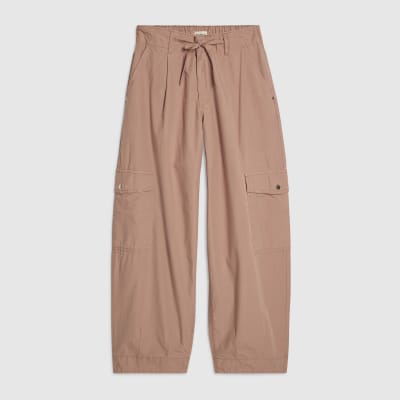 Pink Barrel Leg Cargo Trousers