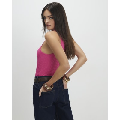 Pink Buckle Knitted Vest