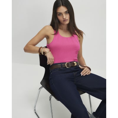 Pink Buckle Knitted Vest