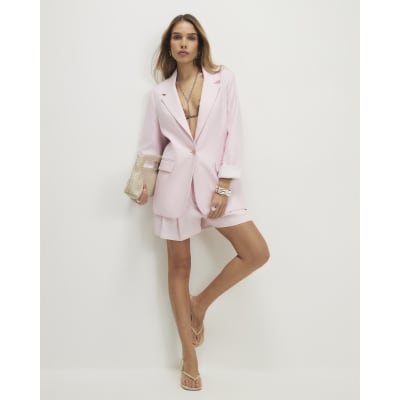 Pink Linen Blend Blazer