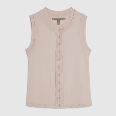 Pink Linen Blend Double Layer Knitted Vest