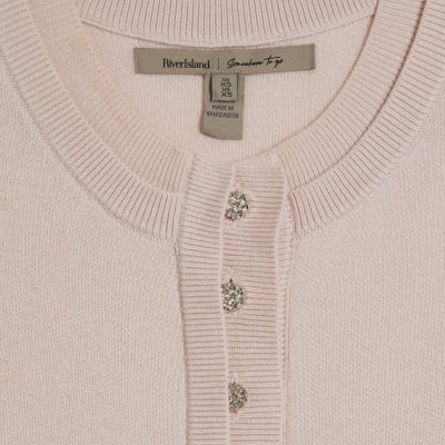 Pink Linen Blend Double Layer Knitted Vest