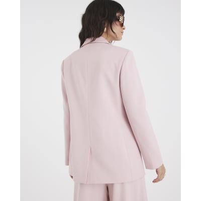 Pink Long Sleeve Double Breasted Blazer