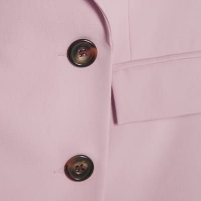 Pink Long Sleeve Double Breasted Blazer
