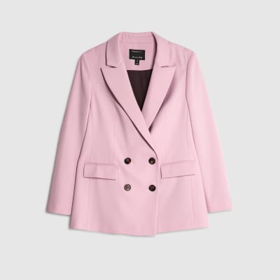 Pink Long Sleeve Double Breasted Blazer