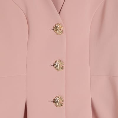 Pink Long Sleeve Pleated Jacket