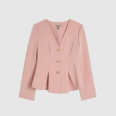 Pink Long Sleeve Pleated Jacket