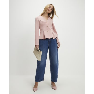 Pink Long Sleeve Pleated Jacket