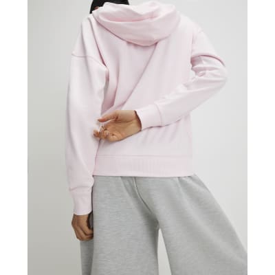 Pink Long Sleeve Wrap Front Hoodie