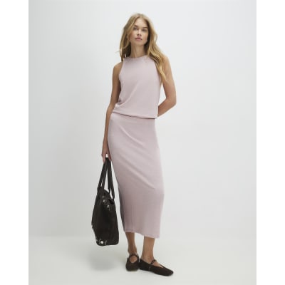 Pink Metallic Midi Skirt