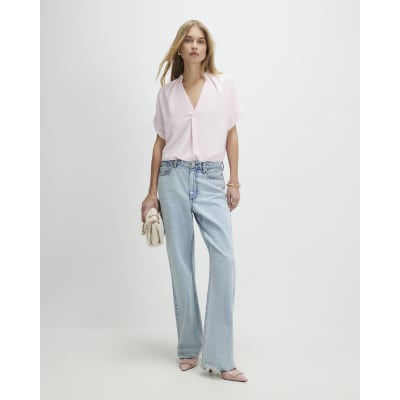 Pink Notch Neck T-shirt