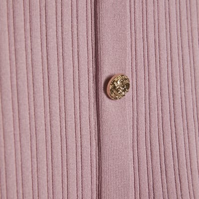 Pink Peplum Ribbed Knitted Top