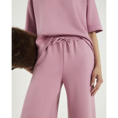 Pink Premium Drawstring Wide Leg Joggers
