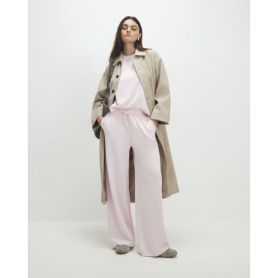 Pink Premium Drawstring Wide Leg Joggers