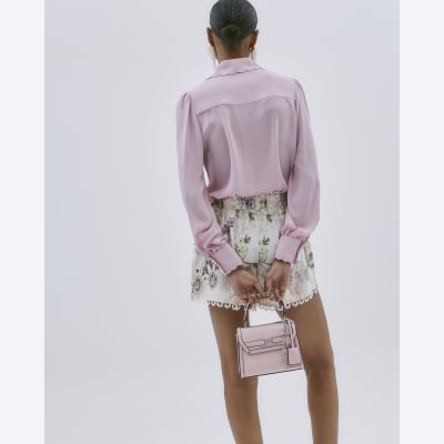 Pink Scallop Detail Chiffon Shirt