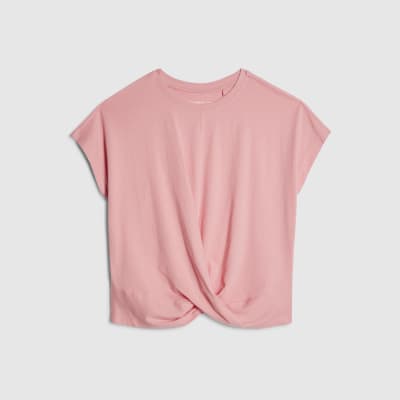 Pink Short Sleeve Twist Front T-shirt