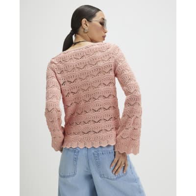 Pink Stitch Boat Neck Jumper