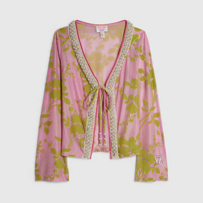 Pink Year Zero Floral Tie Front Cover Up