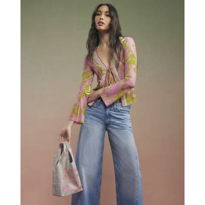 Pink Year Zero Floral Tie Front Cover Up