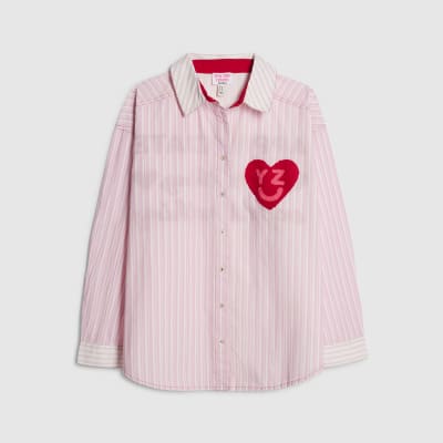 Pink Year Zero Stripe Back Slogan Shirt