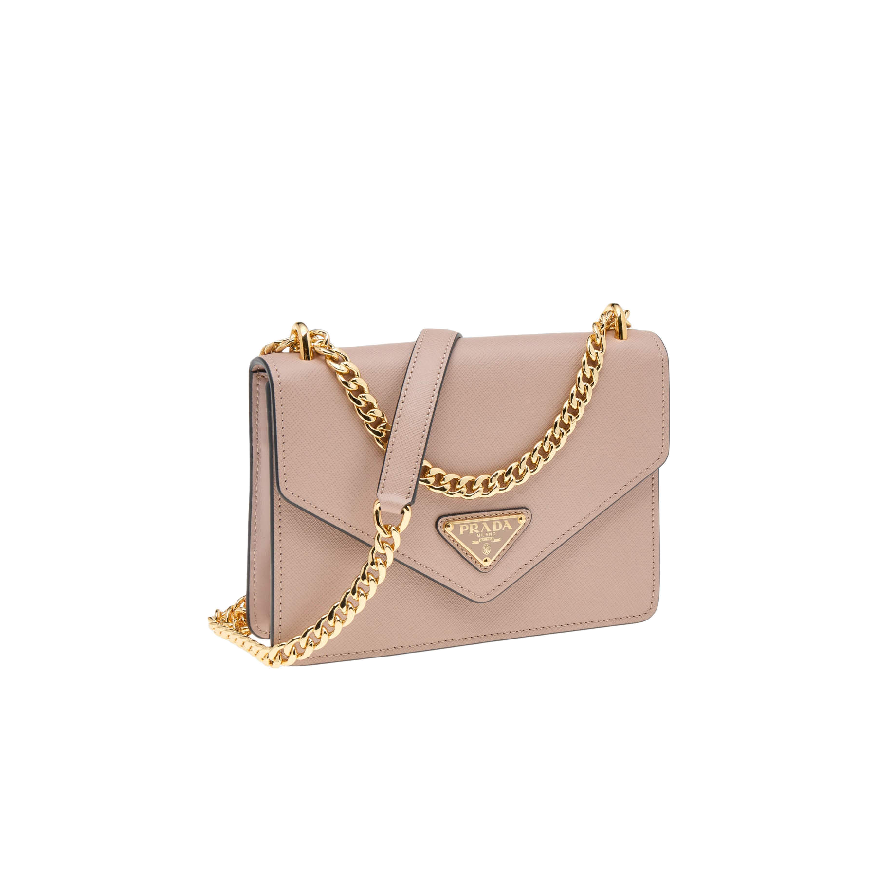 Prada Beige Saffiano Leather Flap Shoulder Bag