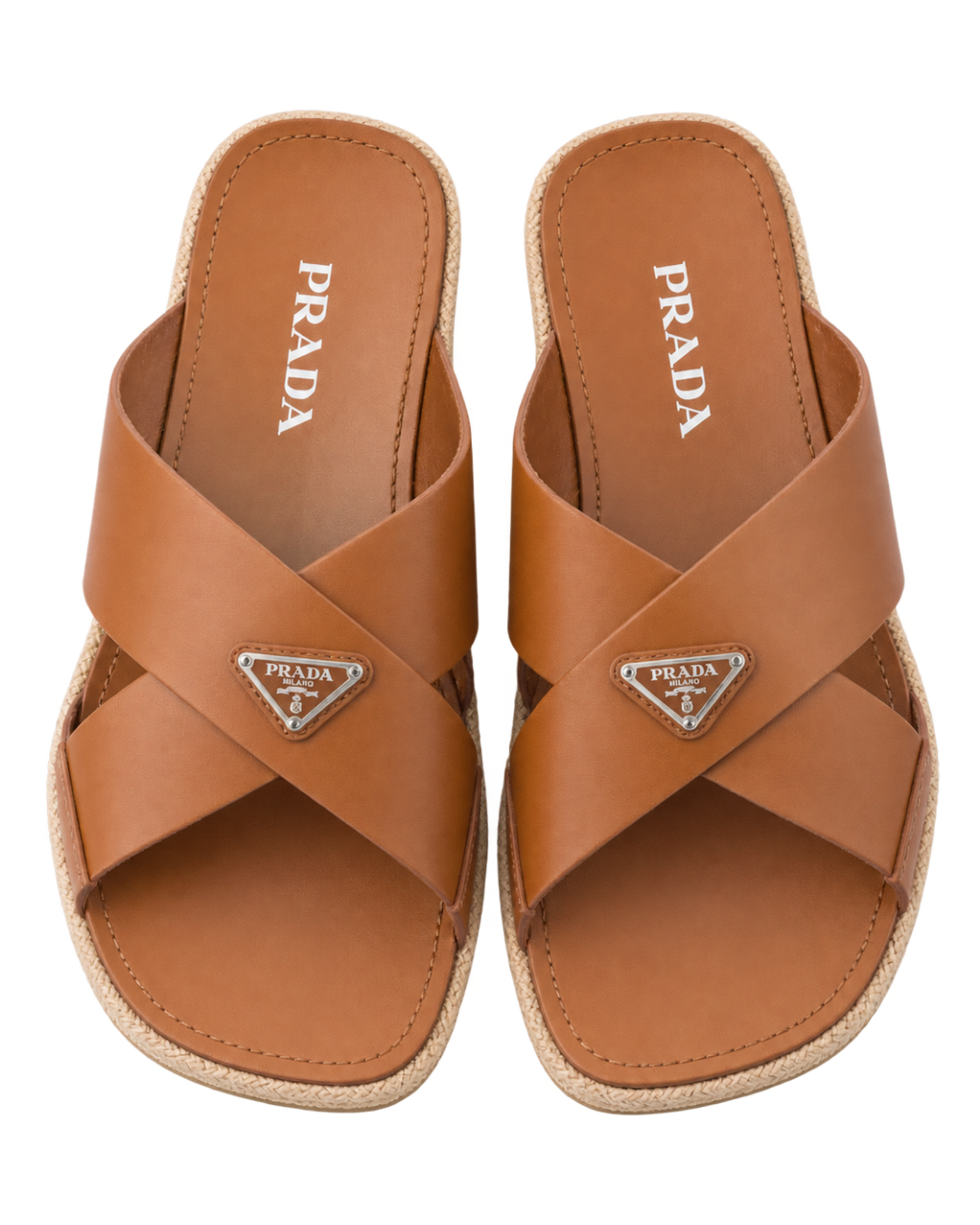 Prada Crisscross triangle-logo sandals