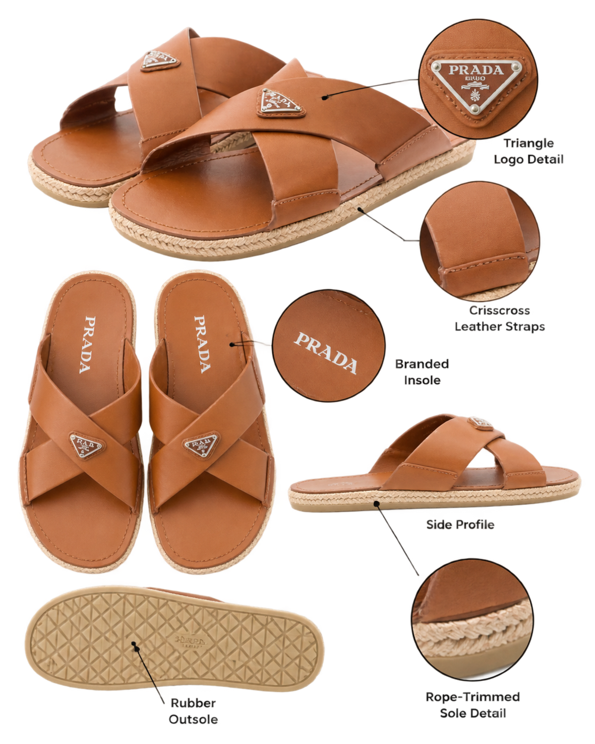 Prada Crisscross triangle-logo sandals