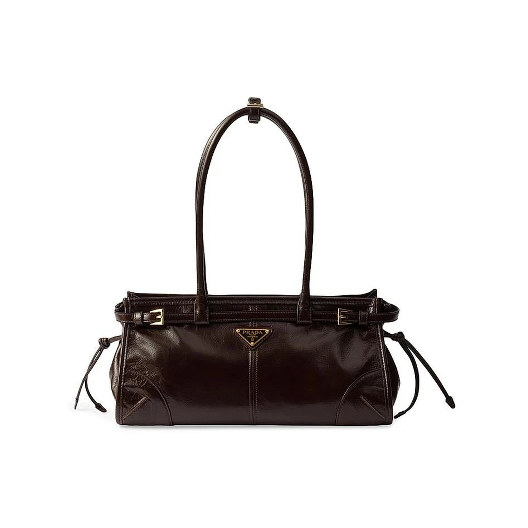 Prada Dark Brown Patent Leather Shoulder Bag