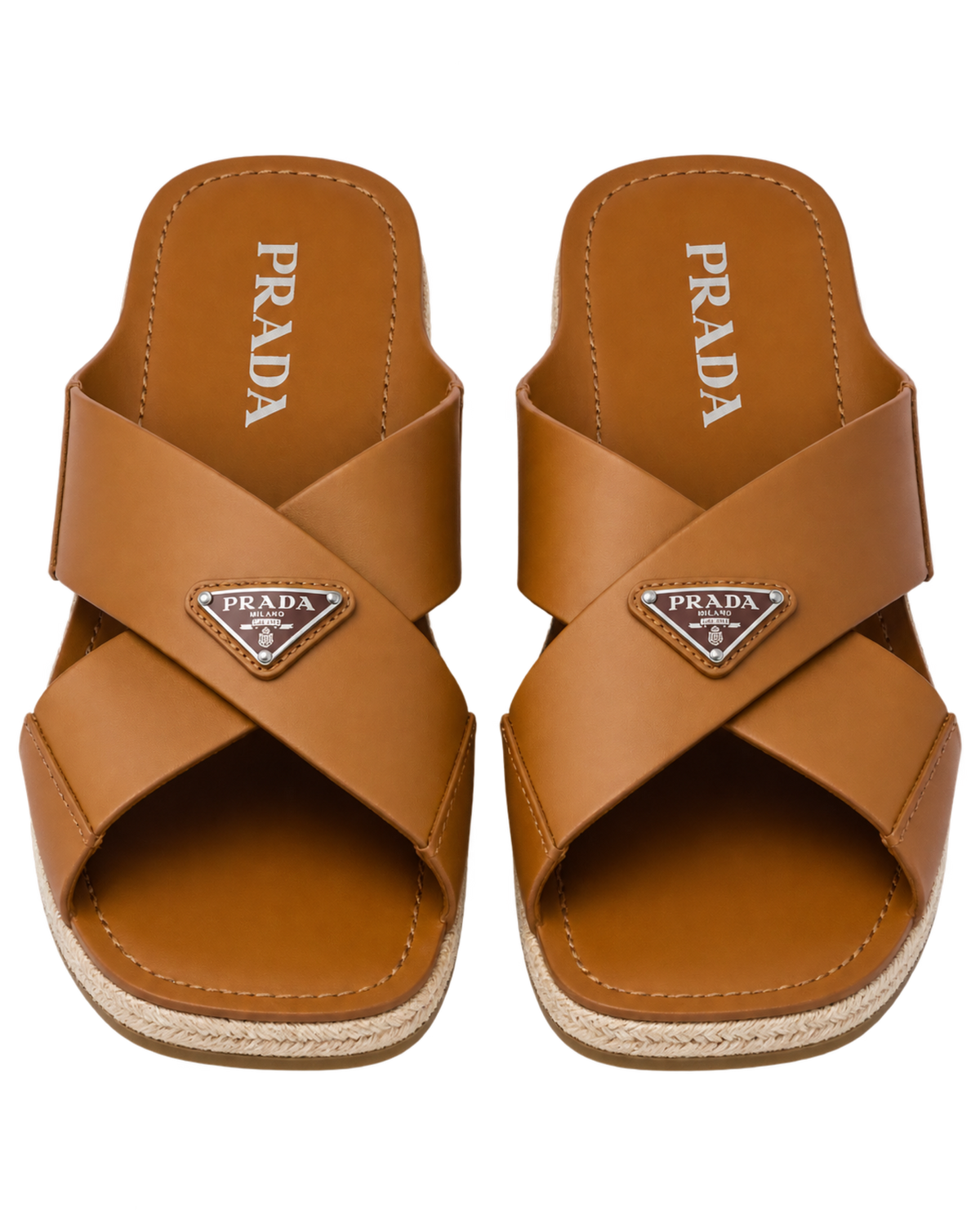 Prada Leather Crisscross Sandals