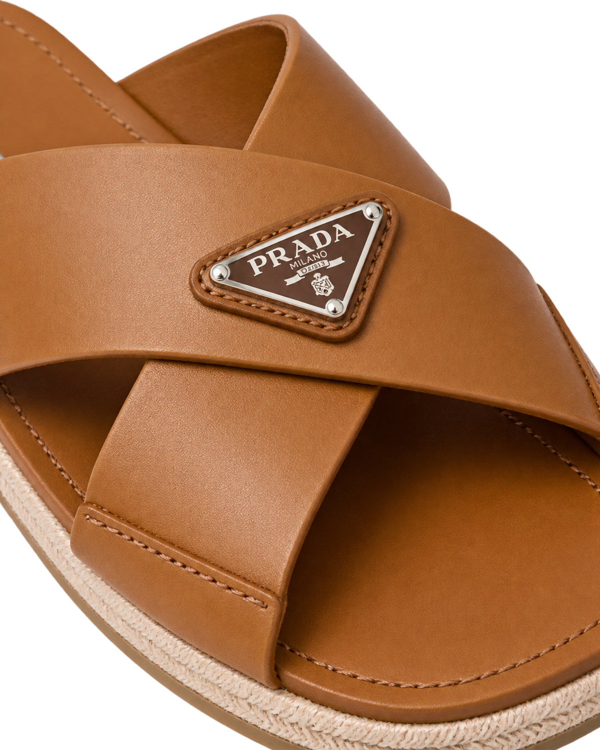 Prada Leather Crisscross Sandals