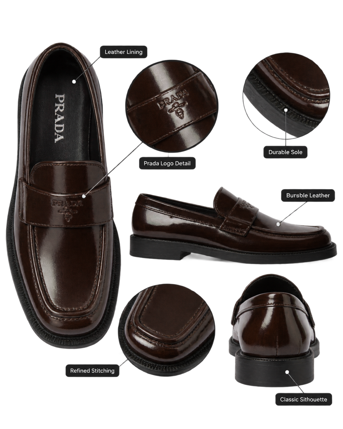 Prada Loafers in Brushed Leather